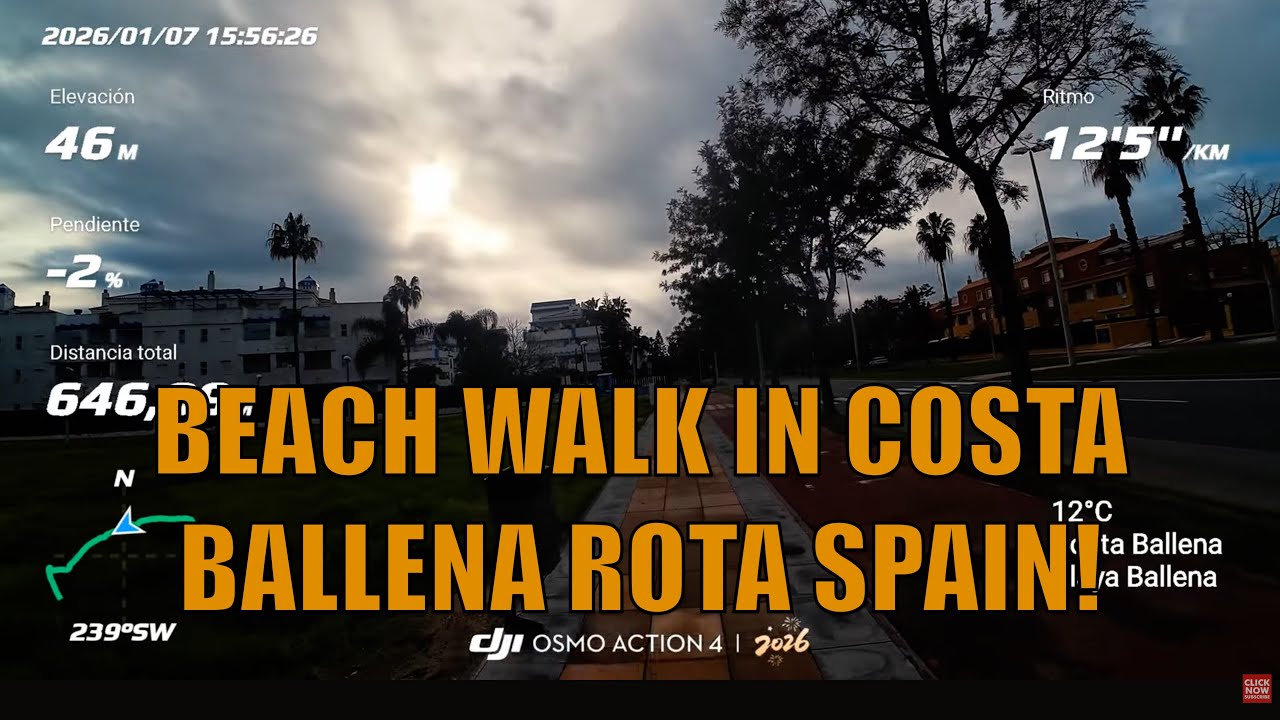 🚶🏼📹  Costa Ballena Beach Walk 4K: Avenida Juan Carlos I to Ballena Beach, Rota Cádiz Andalusia Spain