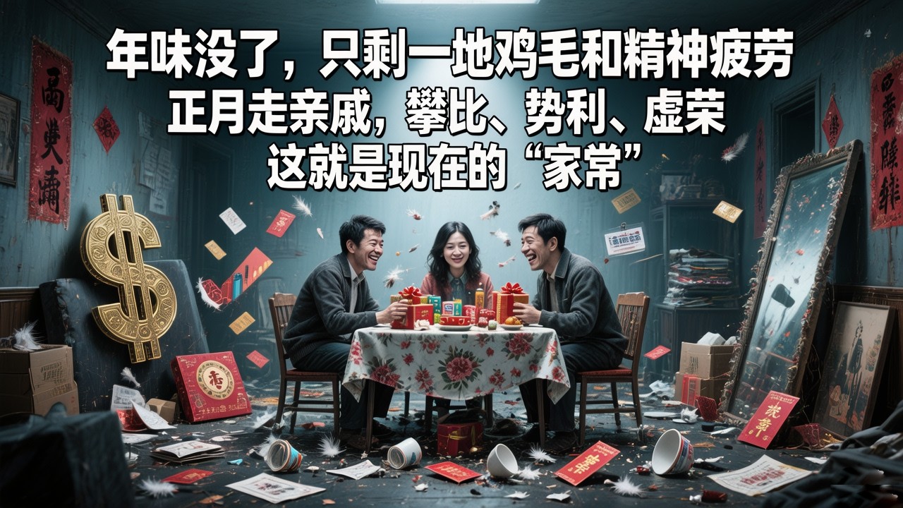 年味没了，只剩一地鸡毛和精神疲劳，正月走亲戚，攀比、势利、虚荣——这就是现在的“家常”