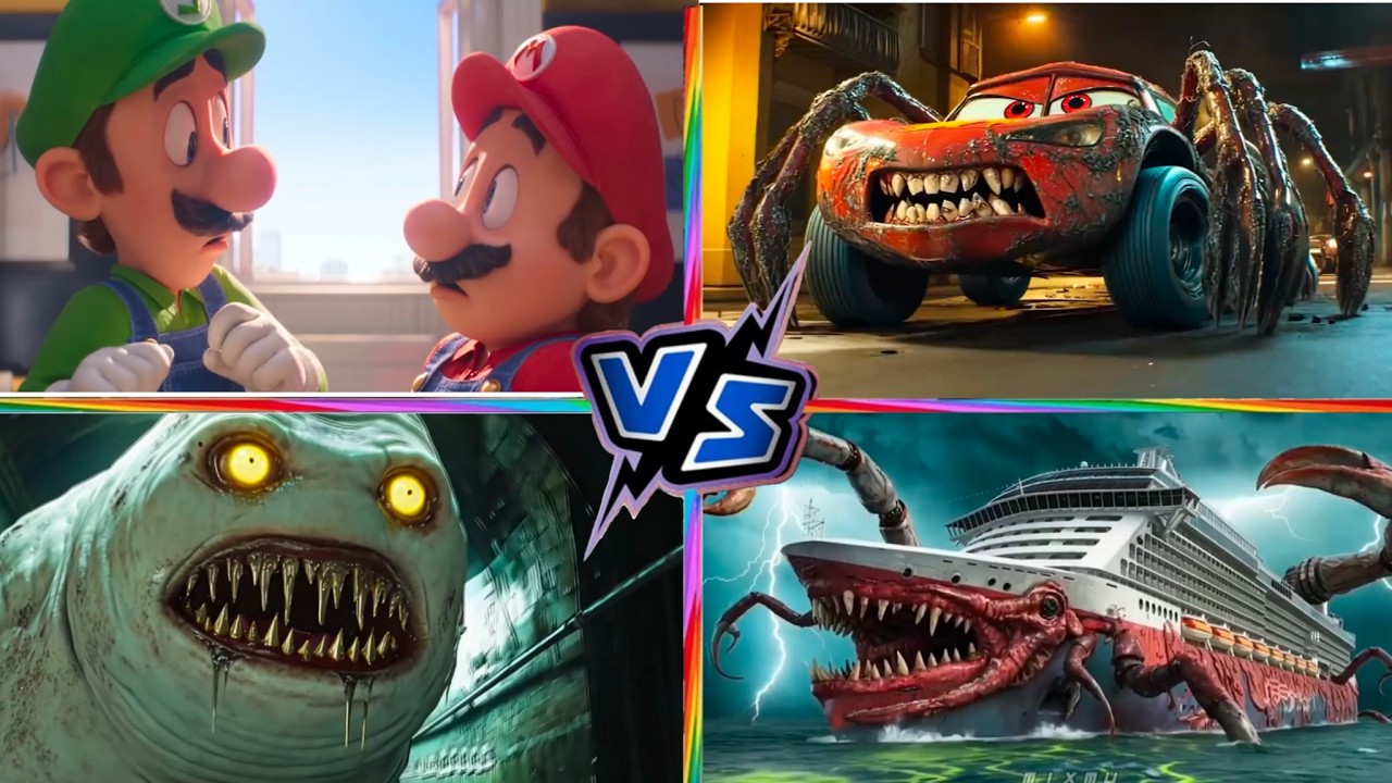 Head Eater VS McQueen Tank VS Super MARIO VS School Bus Monster Tiles Hop EDM Rush