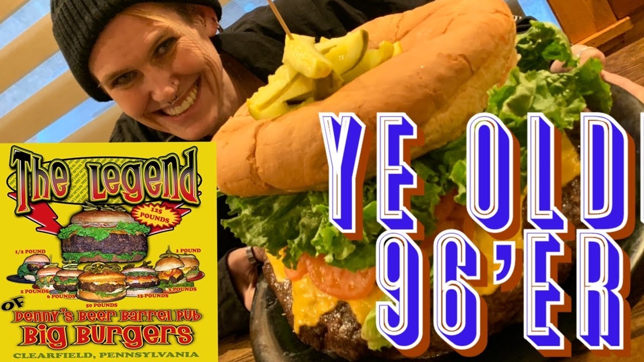 DENNY’S BEER BARREL PUB’S YE OLDE 96’ER MASSIVE BURGER CHALLENGE ~ 3 BURGERS AT ONCE ~ OVER 30 LB