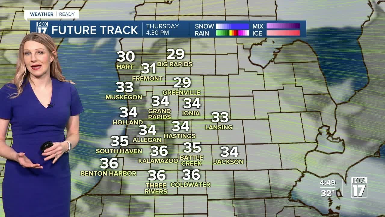Thursday PM Forecast: Not as cold, less breezy