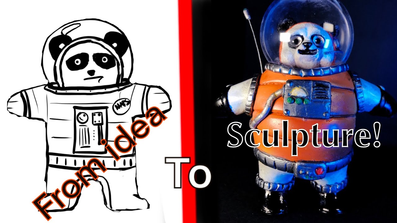 Sculpting Mars the Space Panda out of Cosclay