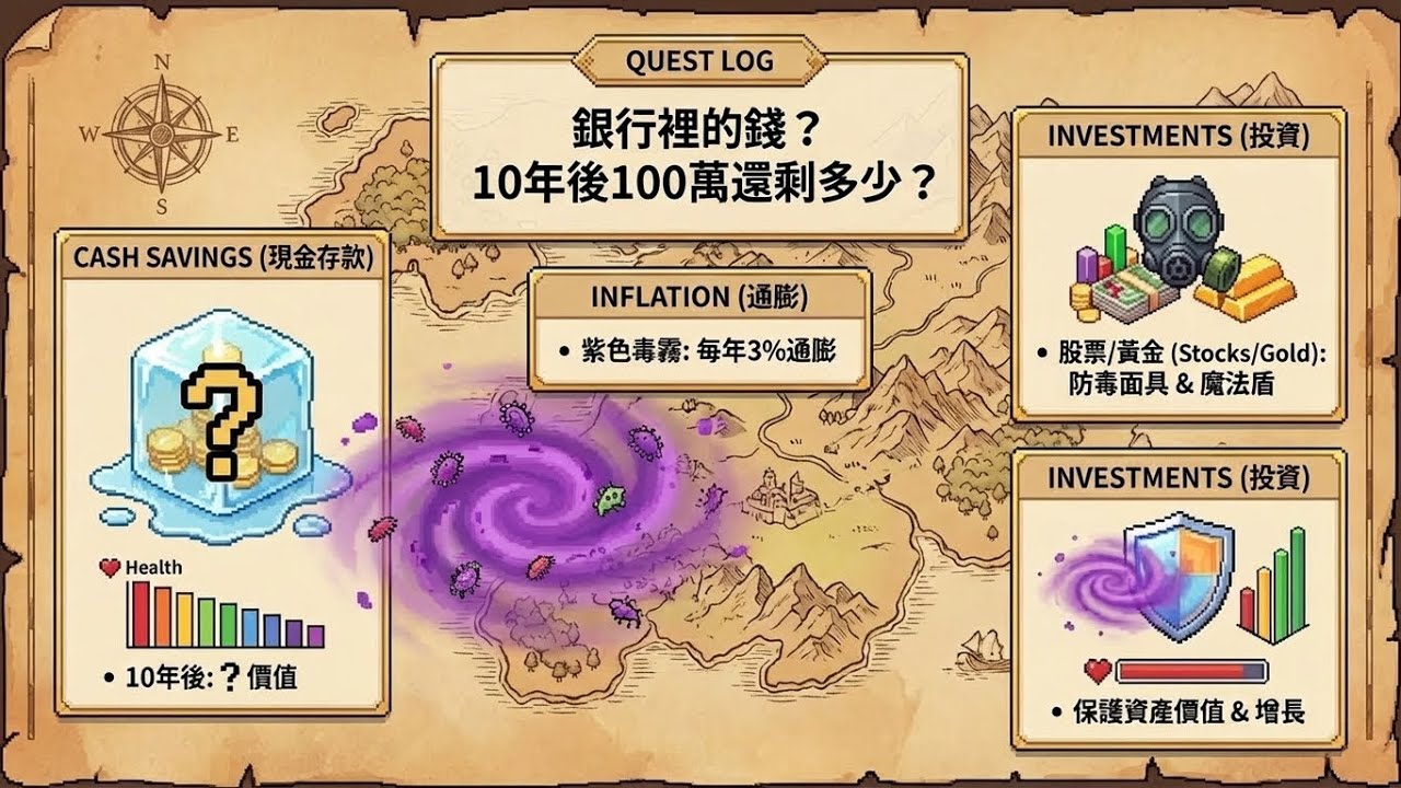 錢放銀行就是再見？一張表算給你看：100萬放10年剩多少價值 #體驗生活 #experiencelife365 #通膨 #通貨膨脹