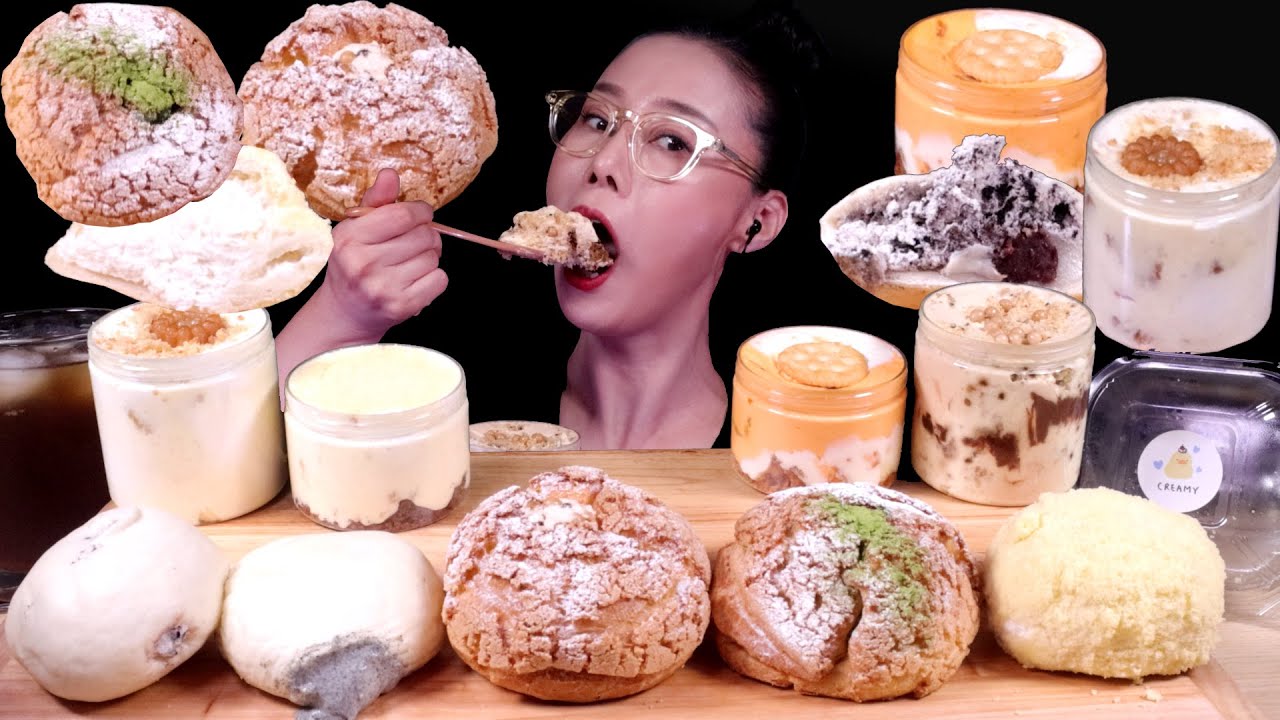 SUB)MUKBANG크림 맛 집 쿠키슈,푸딩,크림빵 부산전포동