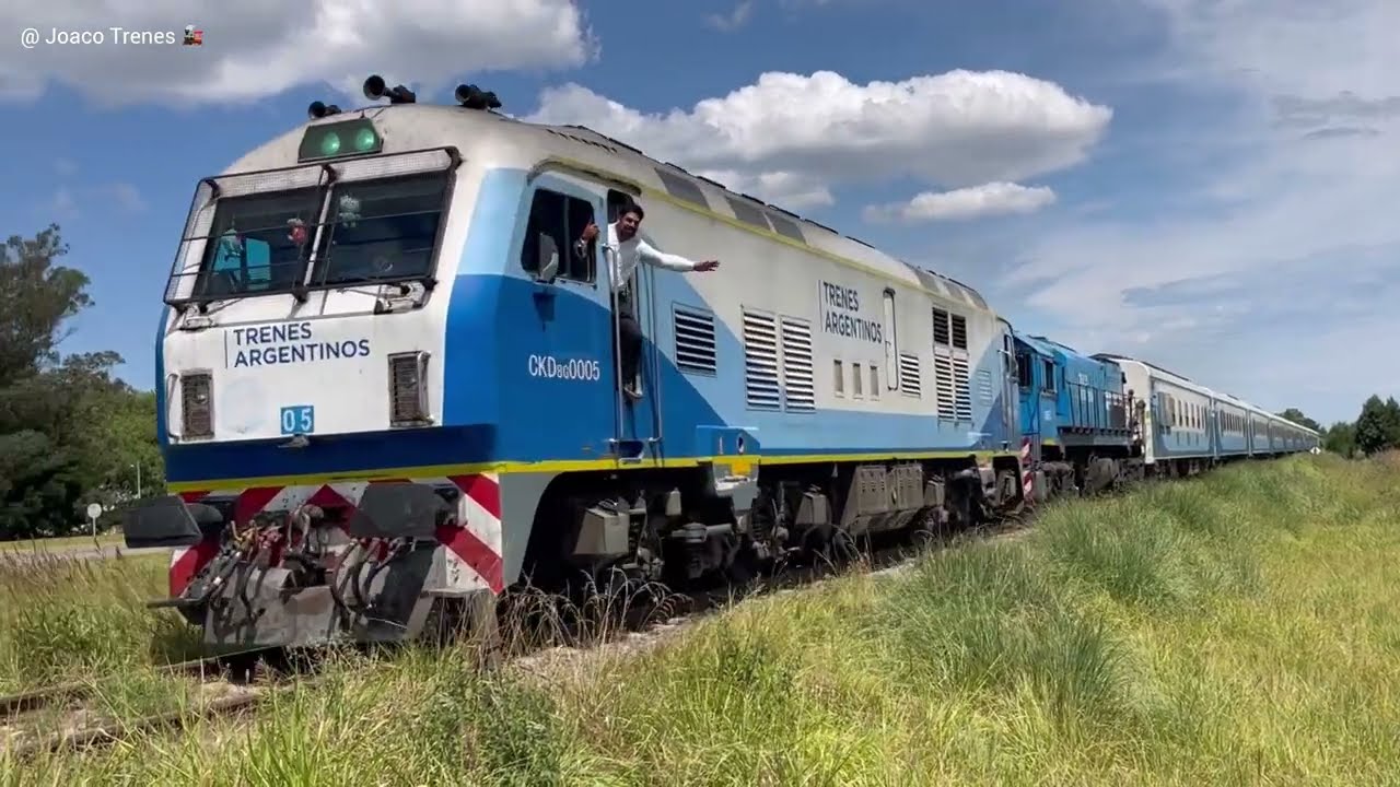 Pasada de trenes a buena velocidad x el Sosiego (km 387) | #trenesargentinos #lineagralroca 