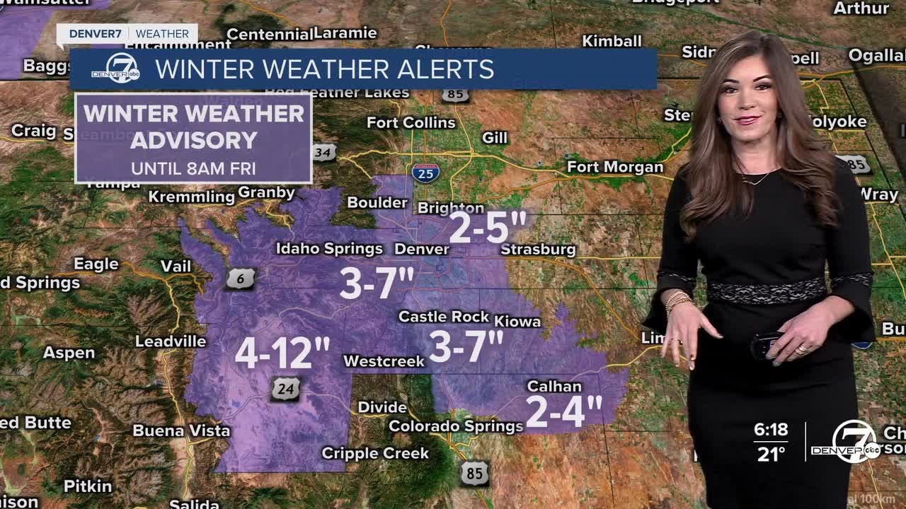 Heavy snow in mountains, Denver metro overnight into Friday morning