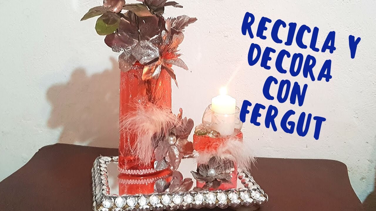 2 ideas reciclando envases de SHAMPOO ! FLORERO Y PORTAVELAS CON ENVASE DE CHAMPU / DIY DECOR HOME