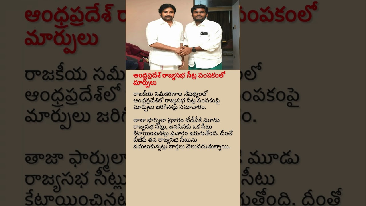 Andhra Pradesh Rajya Sabha Seat Sharing Changes | BJP, TDP & Jana Sena Latest Update