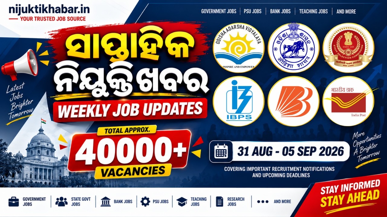 40,000+ Govt Jobs 🔥 | Weekly Job Updates | Odisha, IBPS, SSC, Bank Jobs & More | 31 Aug&ndash;05 Sep