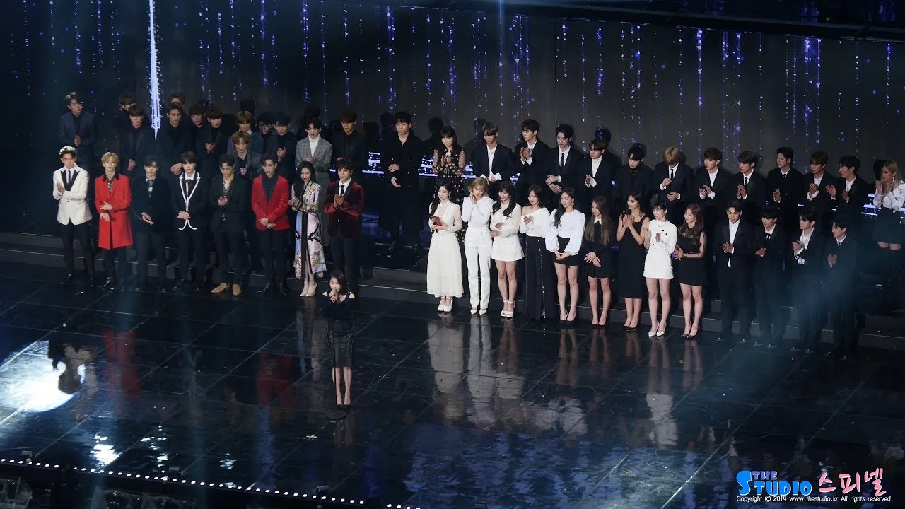 180214 전출연진 오프닝 직캠 트와이스 워너원 세븐틴 아이유 갓세븐 뉴이스트 WannaOne IU TWICE GOT7 fancam (가온차트 뮤직어워즈) by Spinel