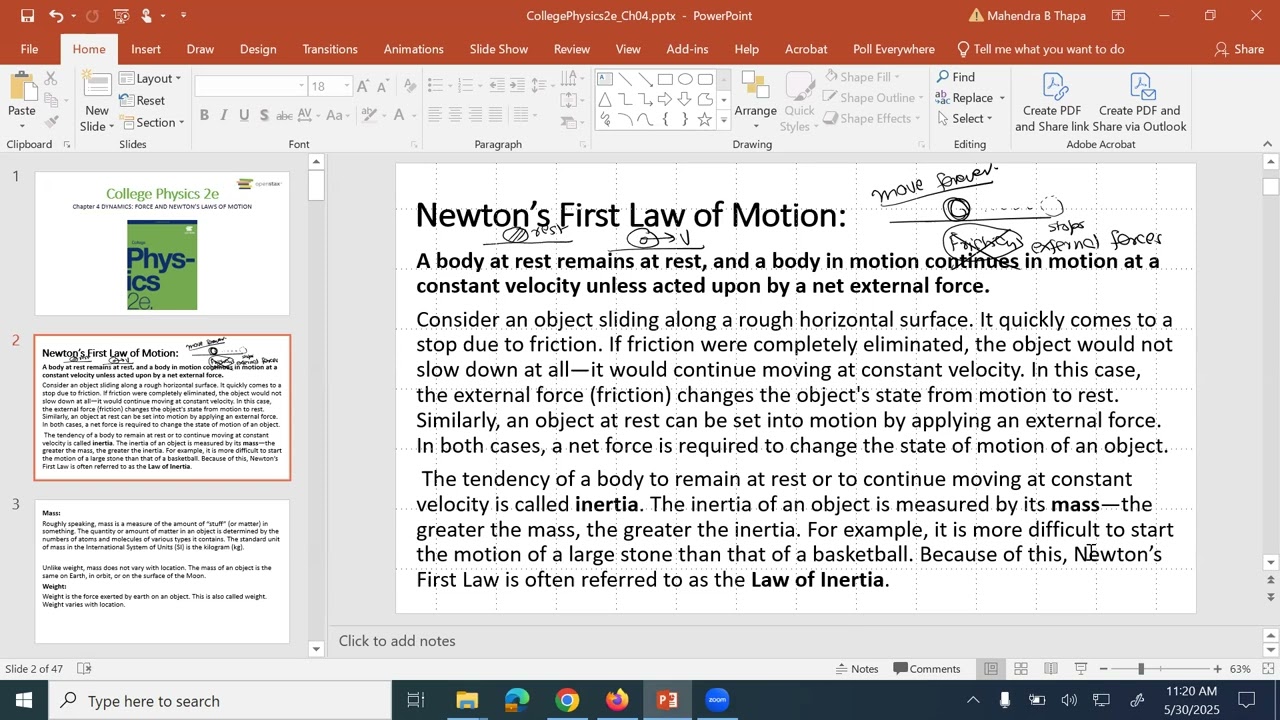 Ch #4, OpenStax College Physics, Newton's first law