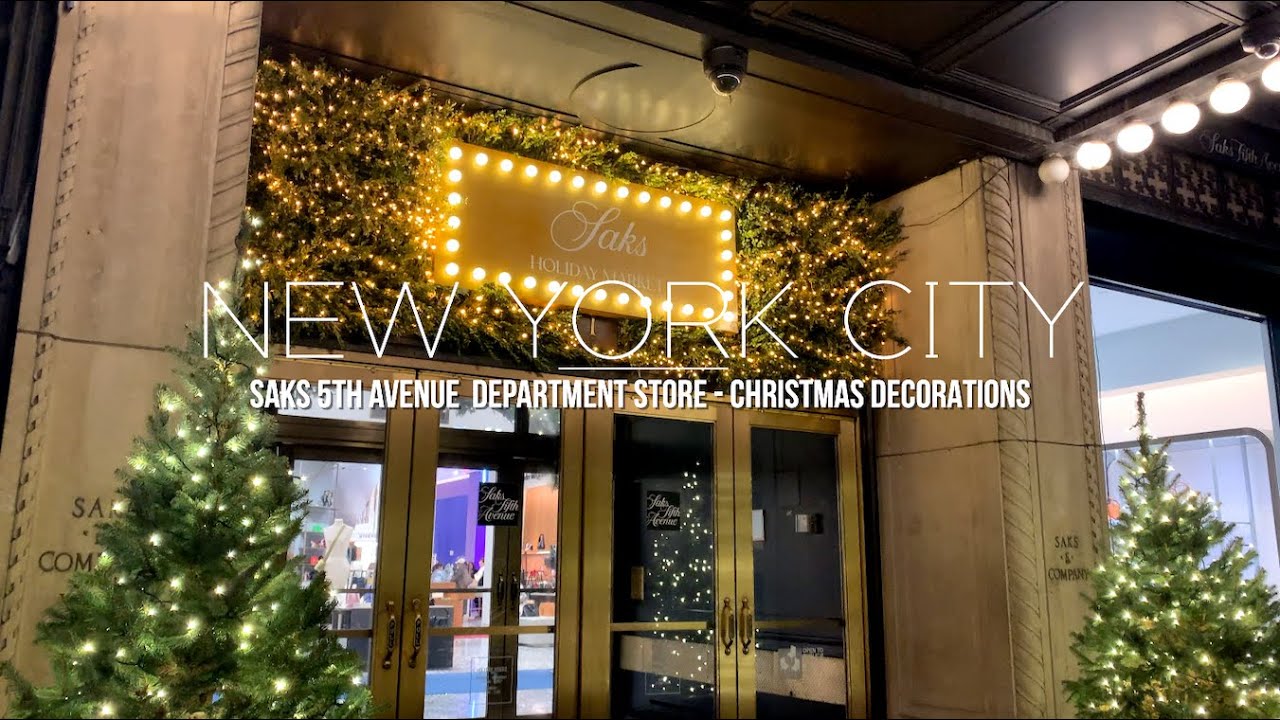 [4k] NEW YORK CITY - Saks 5th Ave Department Store Christmas Decorations 2022