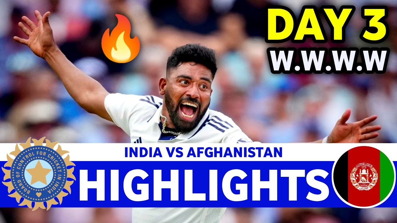 India vs Afghanistan 1st Test Match Day 3 Full Highlights 2026 | IND VS AFG