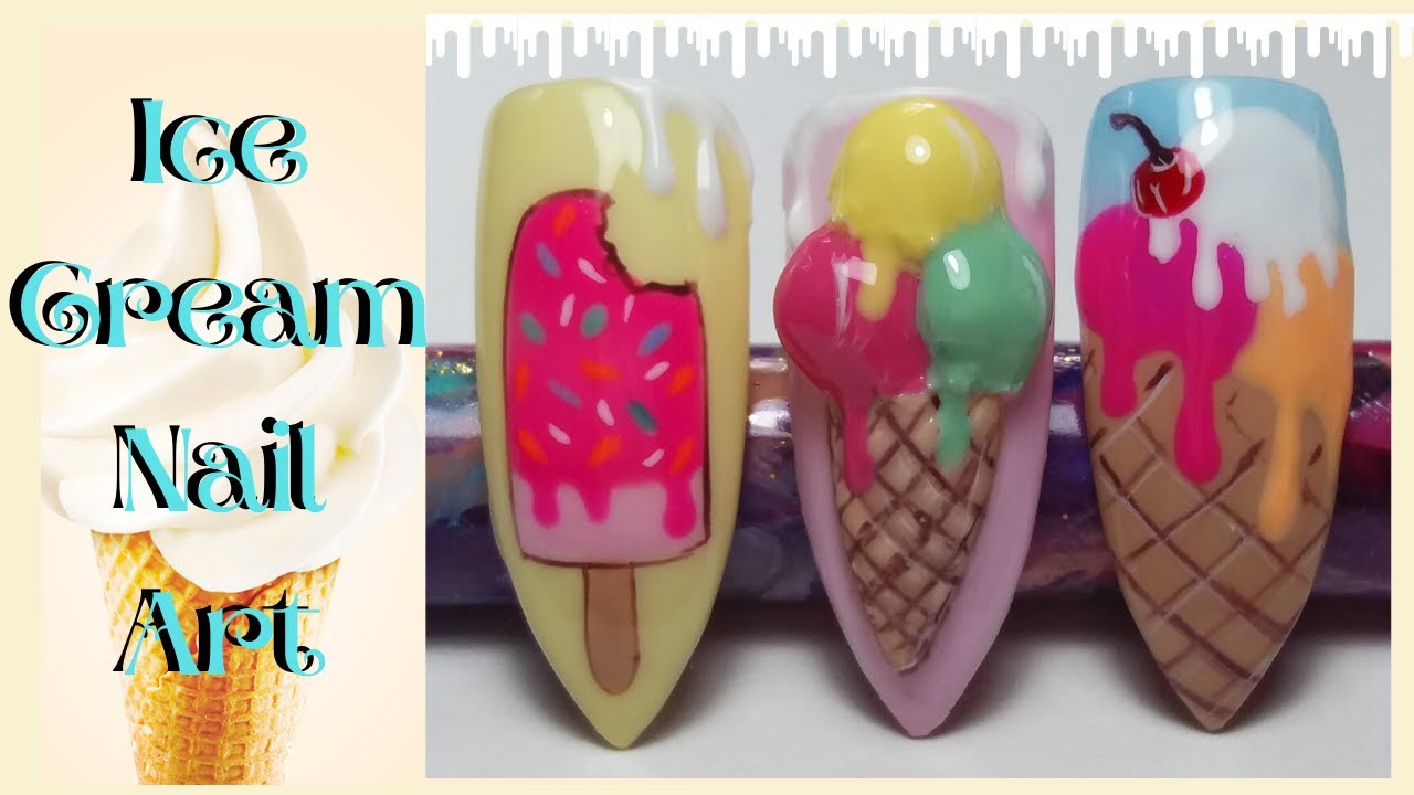 Ice Cream Nail Art - Summer Nails 2020 - Delicious 3D Ice Cream Nails using Gel Polishes