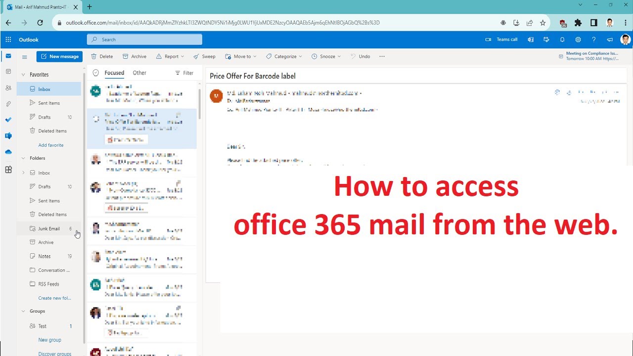 How to access your office 365 mail from the web.