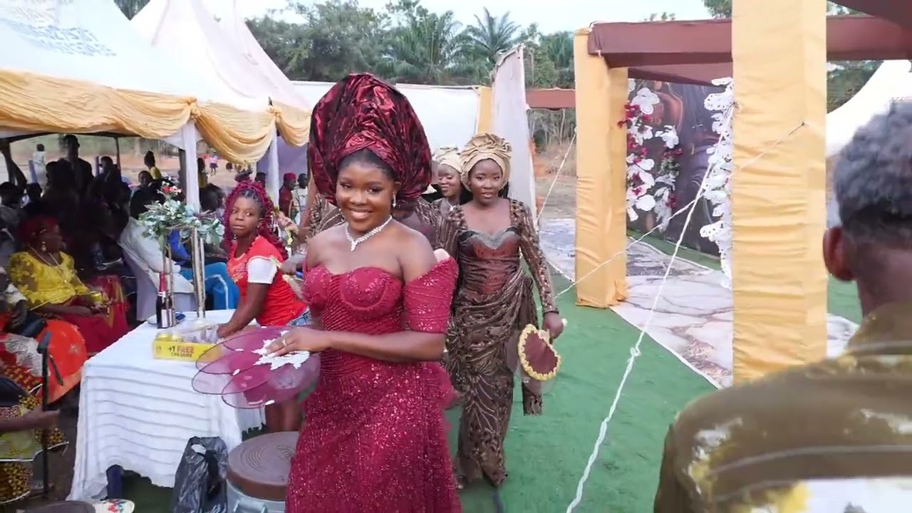 Bride searches for her Groom to serve Drink