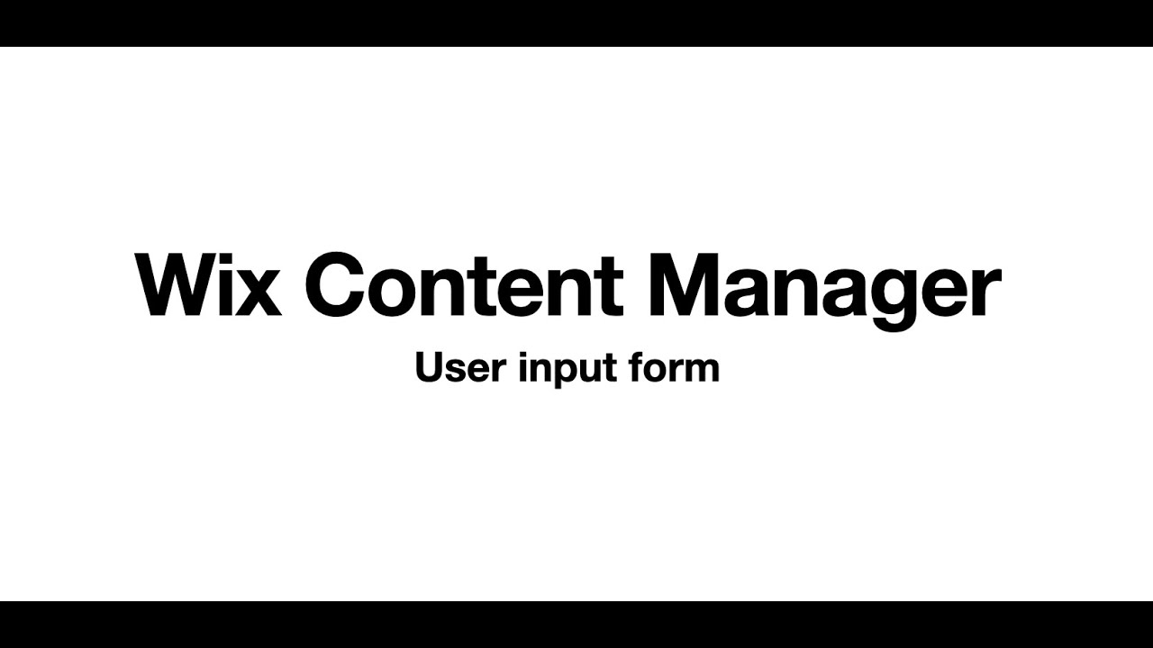 Wix User Input Forms