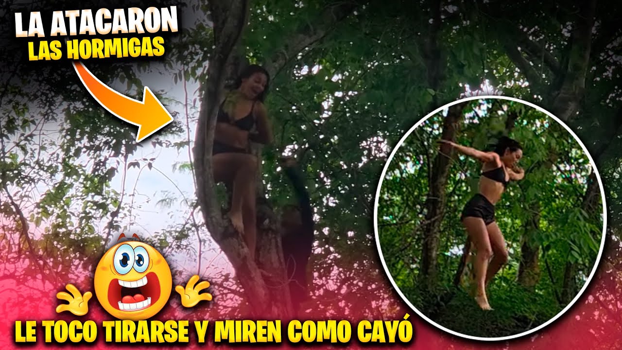 Heydi quiso impresionar al tirarse de este árbol pero miren lo que le paso al final