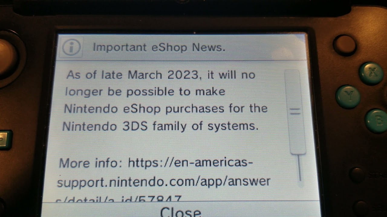 Nintendo eshop on 3ds shutting down in 2023