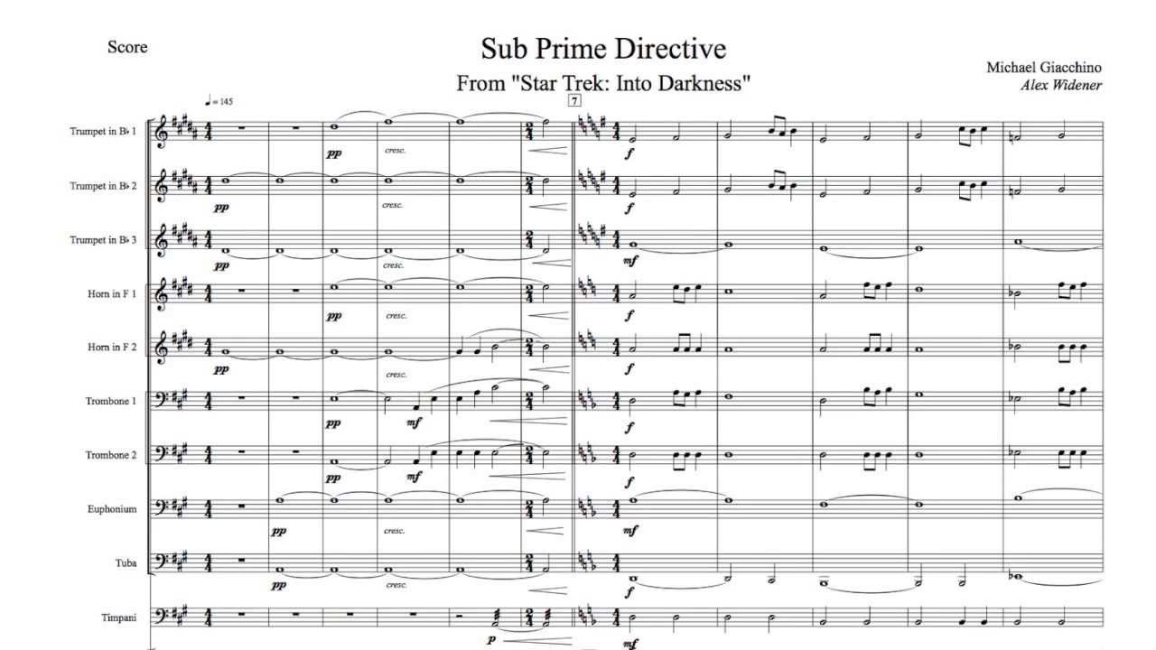 Star Trek: Into Darkness - Sub Prime Directive for Brass Band (SHEET MUSIC)