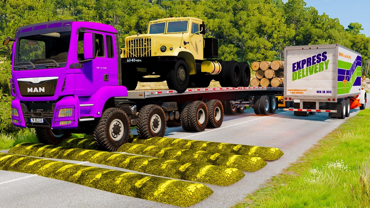 Trucks vs Speed Bumps | Extreme Suspension Test & Realistic Physics | BeamNG Drive Gameplay