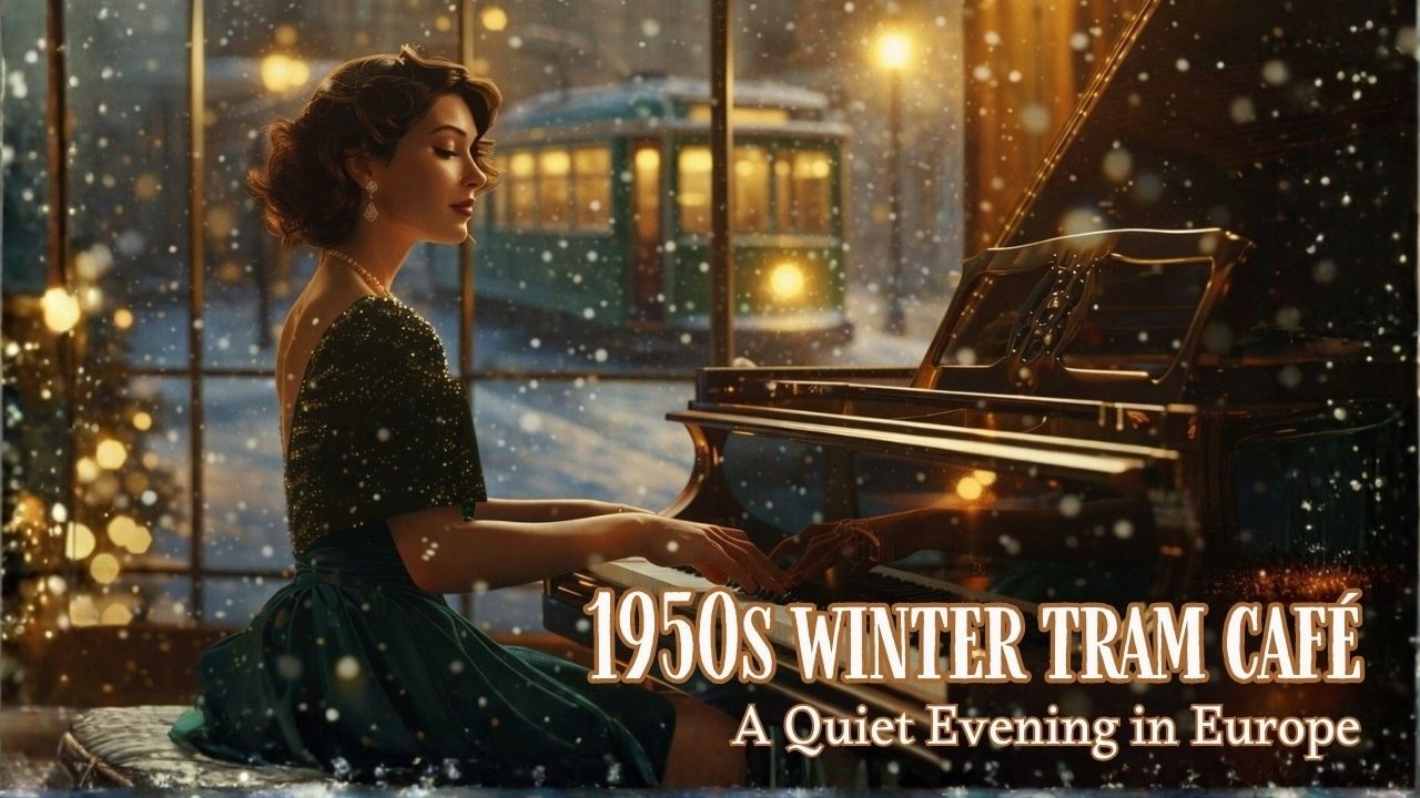 A Quiet Evening in 1950s Europe | Tram & Café Winter Melodies