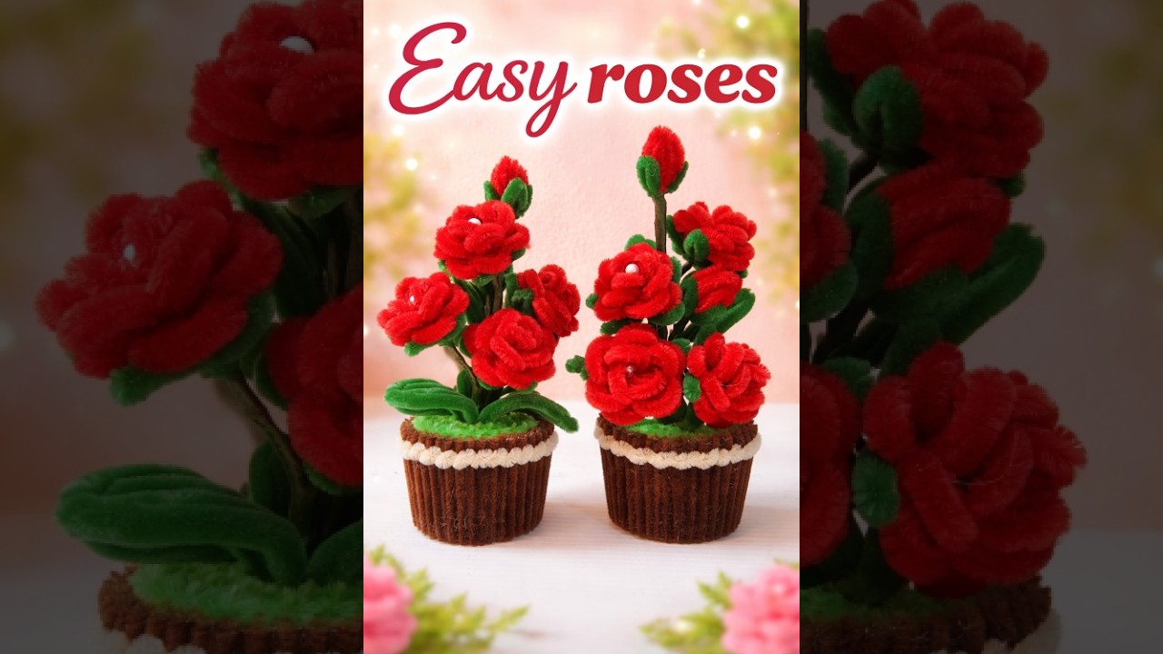 DIY Easy Roses | Pipe Cleaner Flower Craft | Home Decor Idea |fuzzywire craft #rose #video