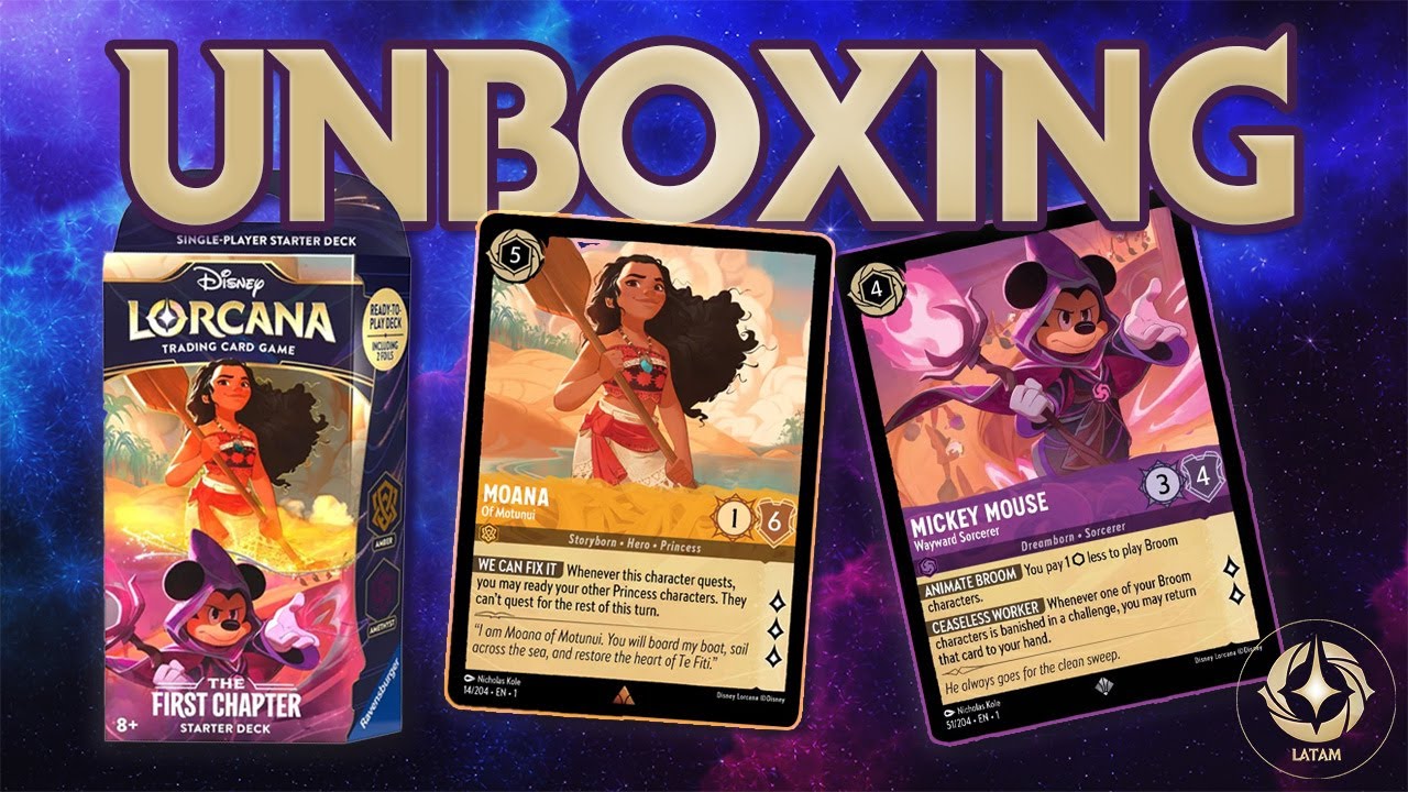 Unboxing Disney Lorcana Español - Starter Deck Amber Amethyst Mazo Inicial