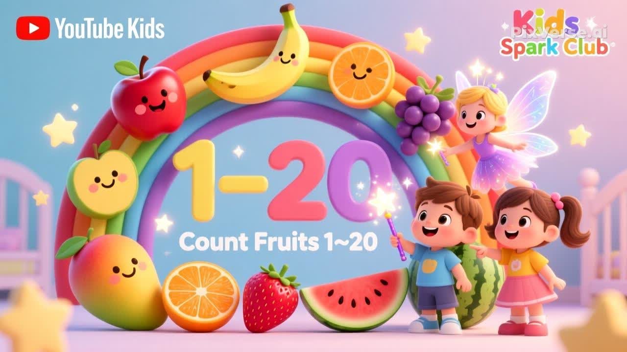 🍎🍌Count Fruits 1 to 20 🍎🍌 | Kids Counting Song | Numbers Learning for Kids