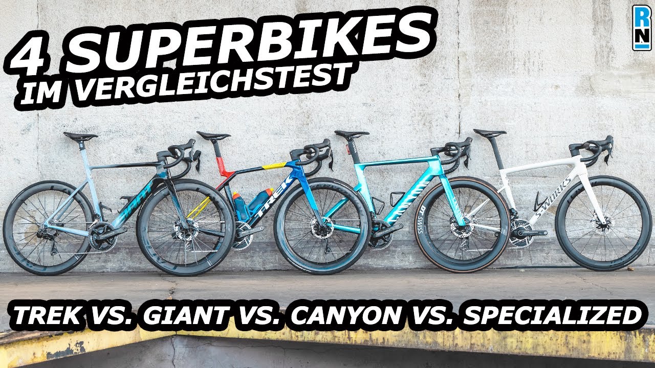 4 Superbikes im Test: S-Works Tarmac SL8, Trek Madone SLR, Giant Propel SL & Canyon Aeroad CFR