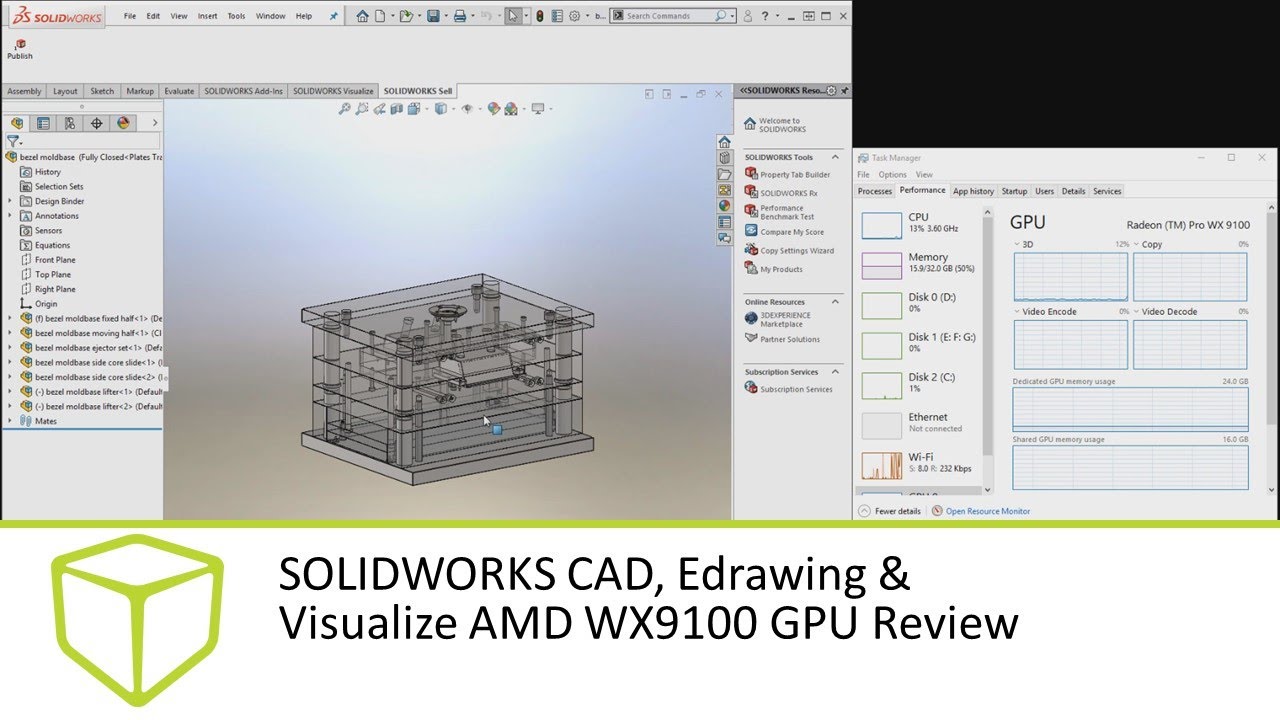 SOLIDWORKS CAD, Edrawing & Visualize AMD WX9100 GPU Review