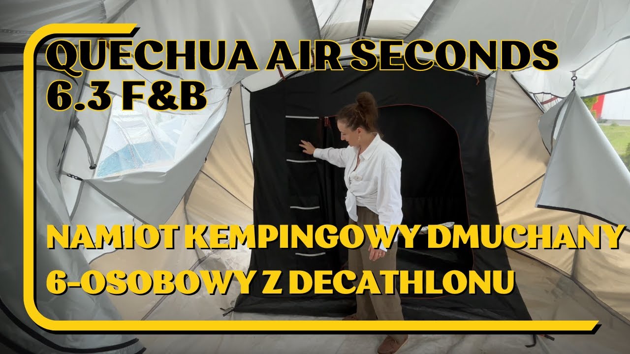 Quechua Air Seconds 6.3 F&B - Namiot kempingowy dmuchany 6-osobowy z Decathlonu - 3 sypialnie