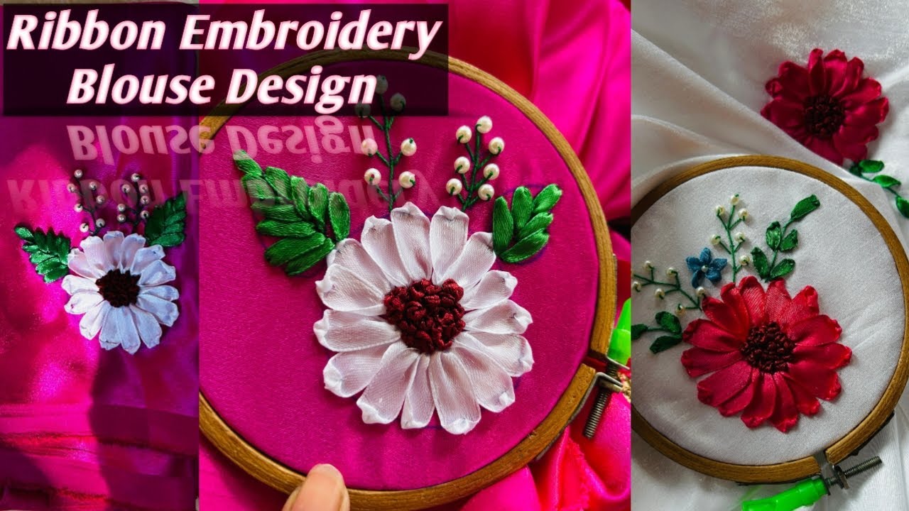  Ribbon Embroidery Design কৰা Blouse Piece । Ribbon Embroidery Design । Hand Embroidery Design ।