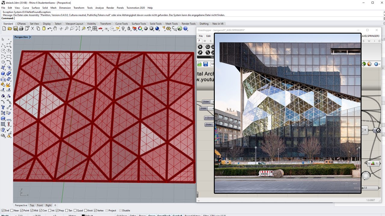 Modelling random triangulated Facade using Grasshopper and Kangaroo