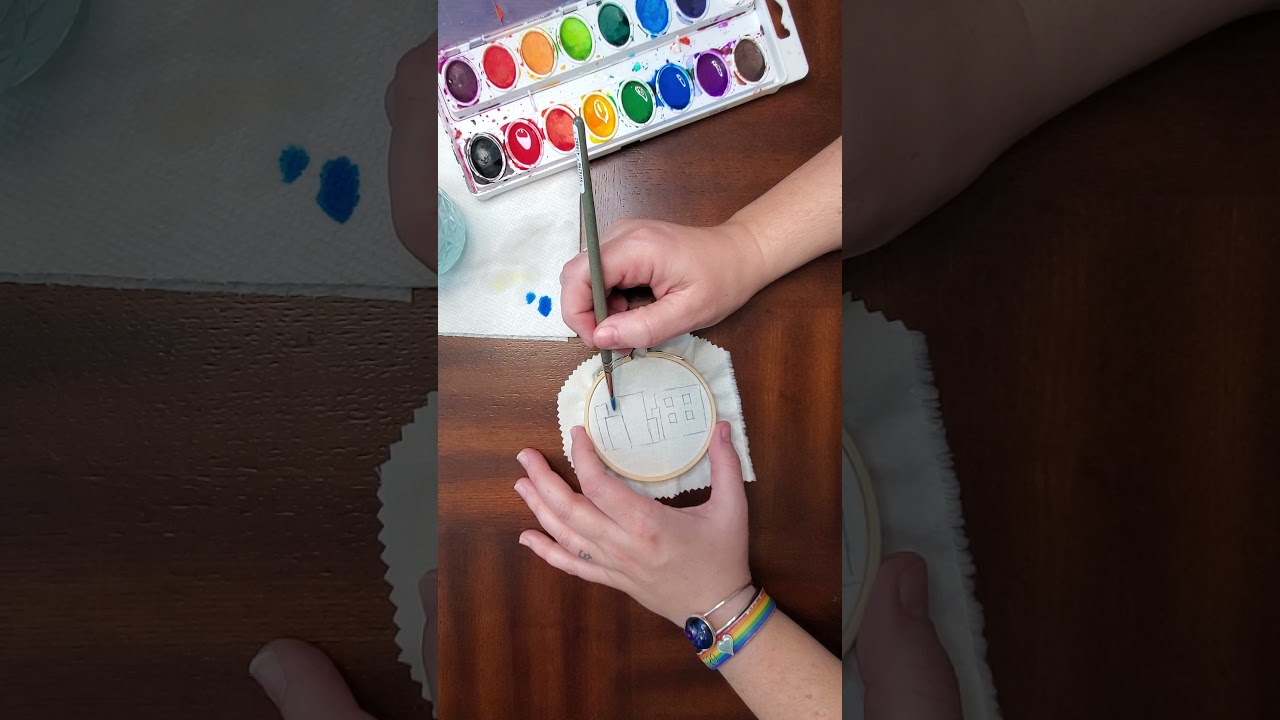 Watercolor painting on fabric