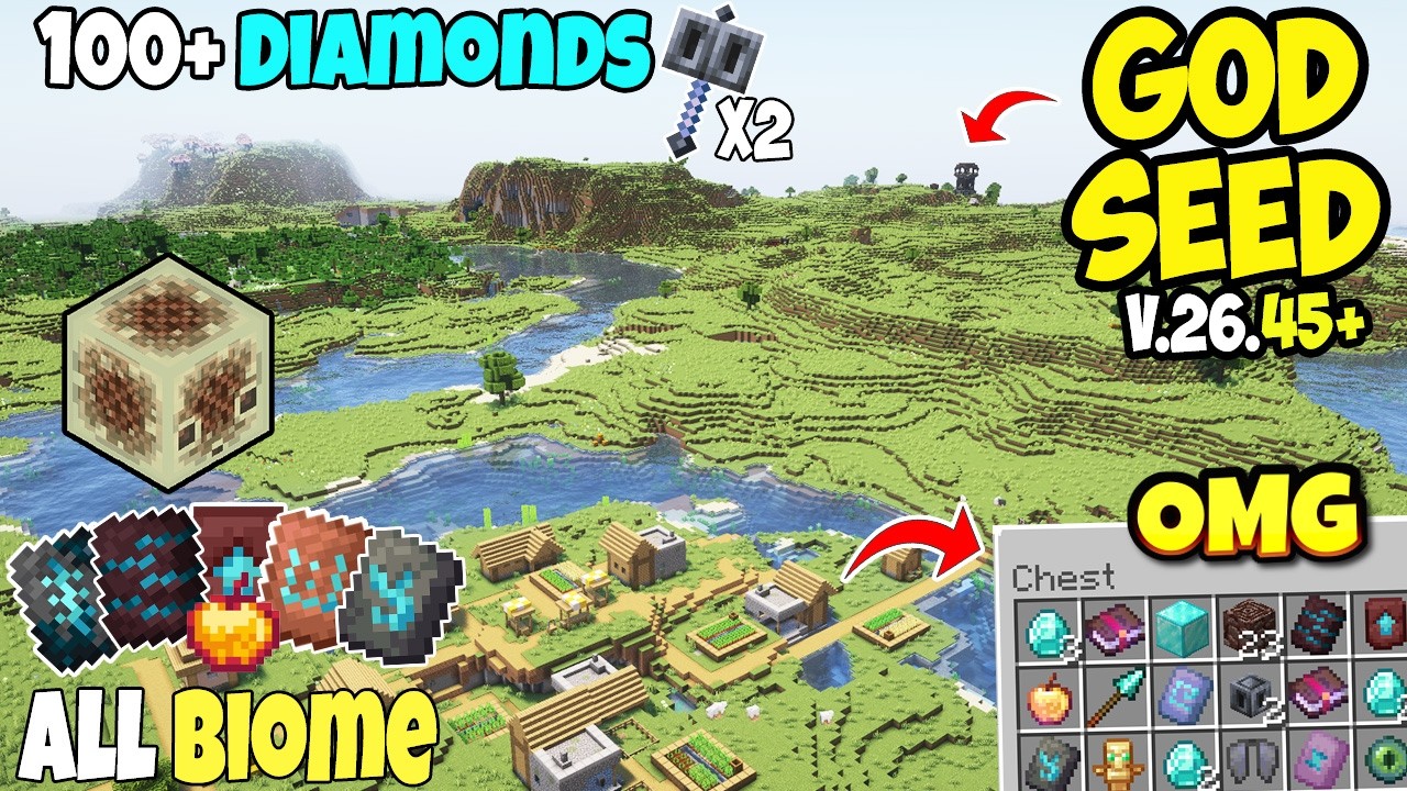 🔥Ultimate (God Seed) For Minecraft 26.45+ Bedrock & PE | All Biomes Seed+ Sulfur Cave+Dappled Forest