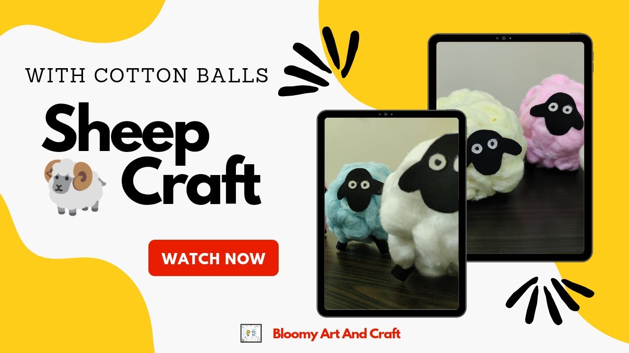 how to make sheep paper craft with cotton balls| pom pom sheep | DIY sheep | EID special craft