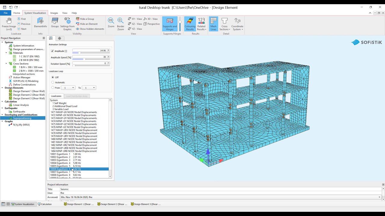 Как использовать SOFiSTiK Design Elements 2 — Анализ землетрясений