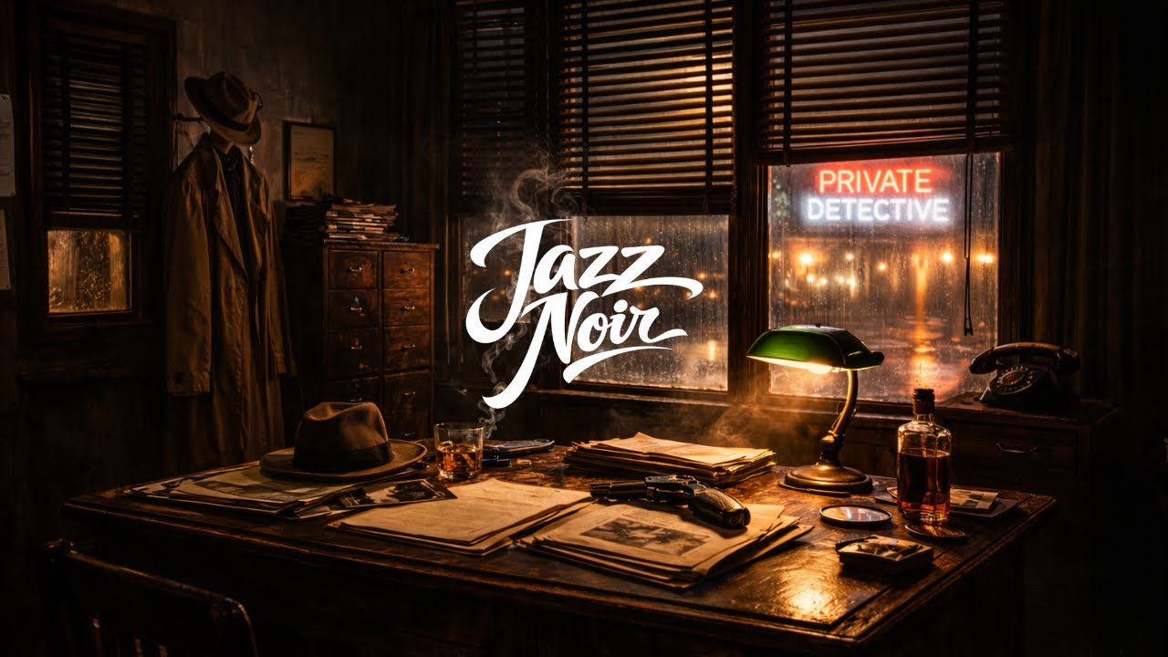 Private Detective Noir — 3 Hours of 1940s–1950s Jazz Noir for Focus & Unwind | Rainy Office Nights