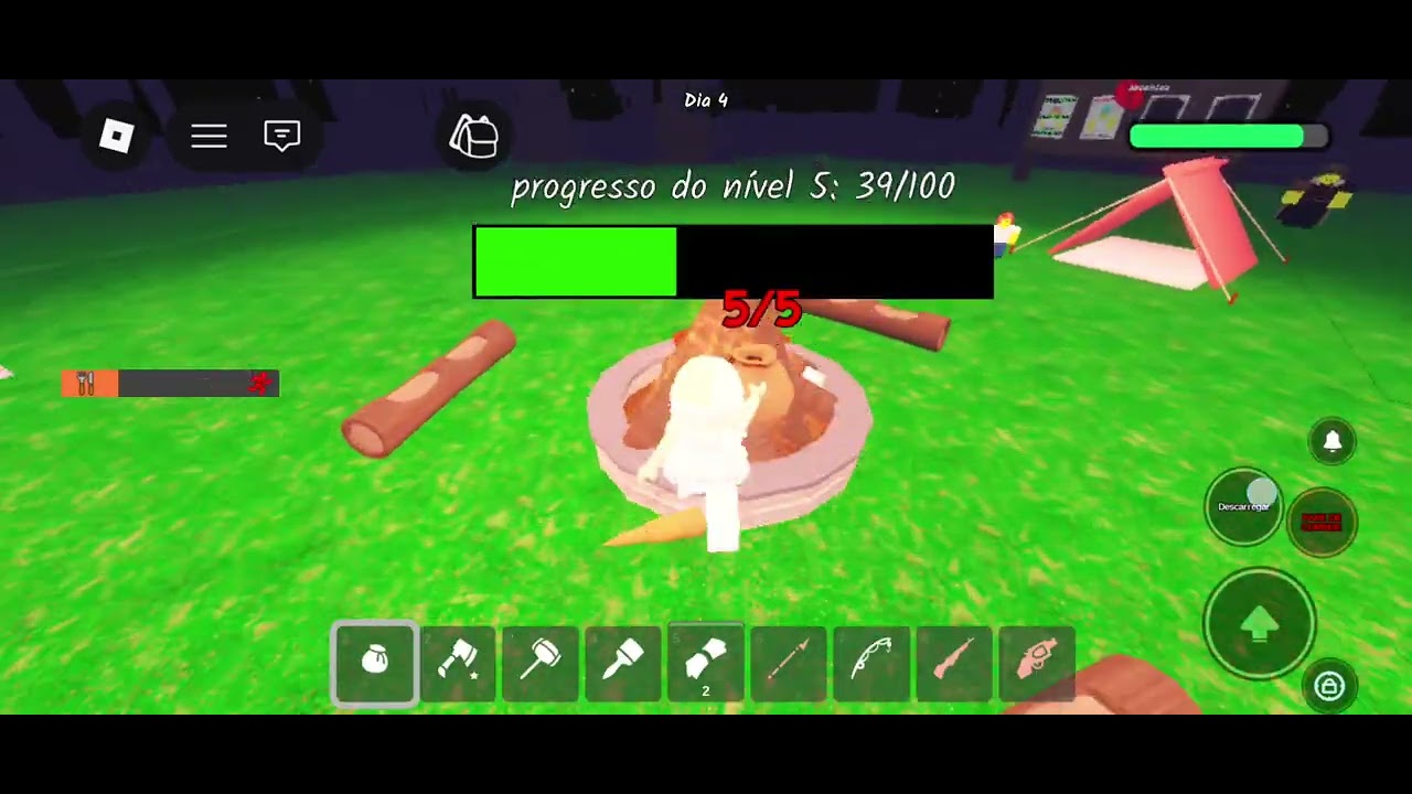 Video jogando 99 noites na floresta (grupo escolar lucas silvestre).