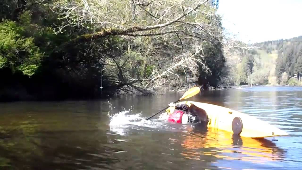 Rolling a modular kayak.