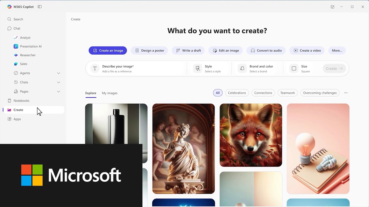 Take a tour of the Microsoft 365 Copilot App