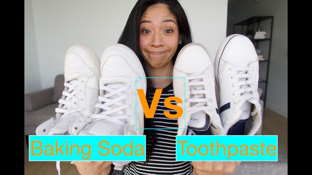 Cleaning WHITE SHOES ... Toothpaste Vs Baking Soda