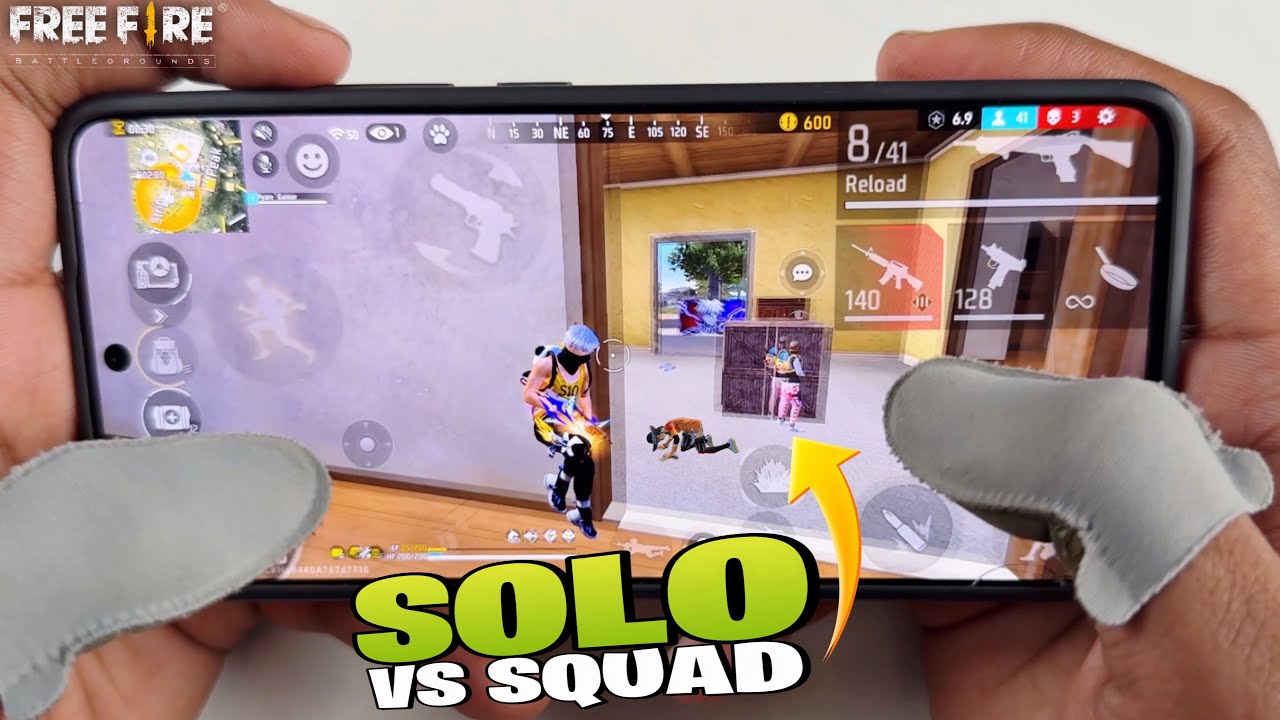 poco x6 pro gaming phone free fire gameplay solo vs squad full map with 3 finger handcam