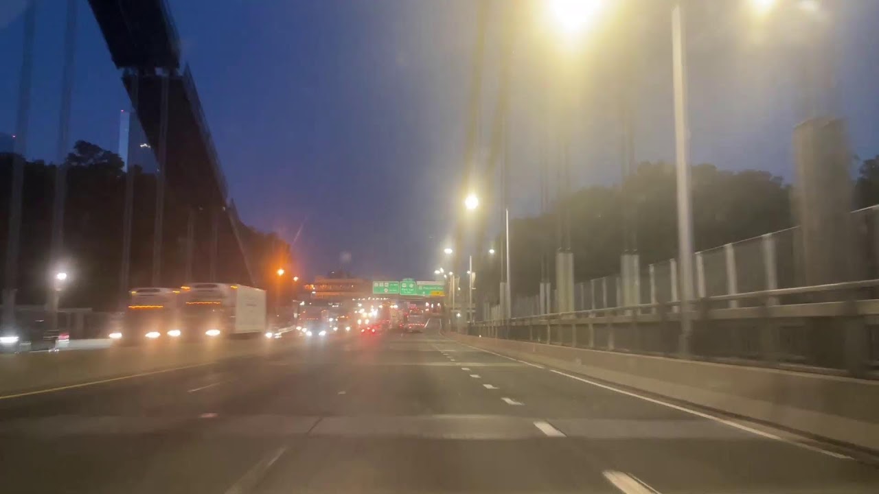 NYC Live : Lower Manhattan New York, Early Morning Drive West Side Highway, GWB.