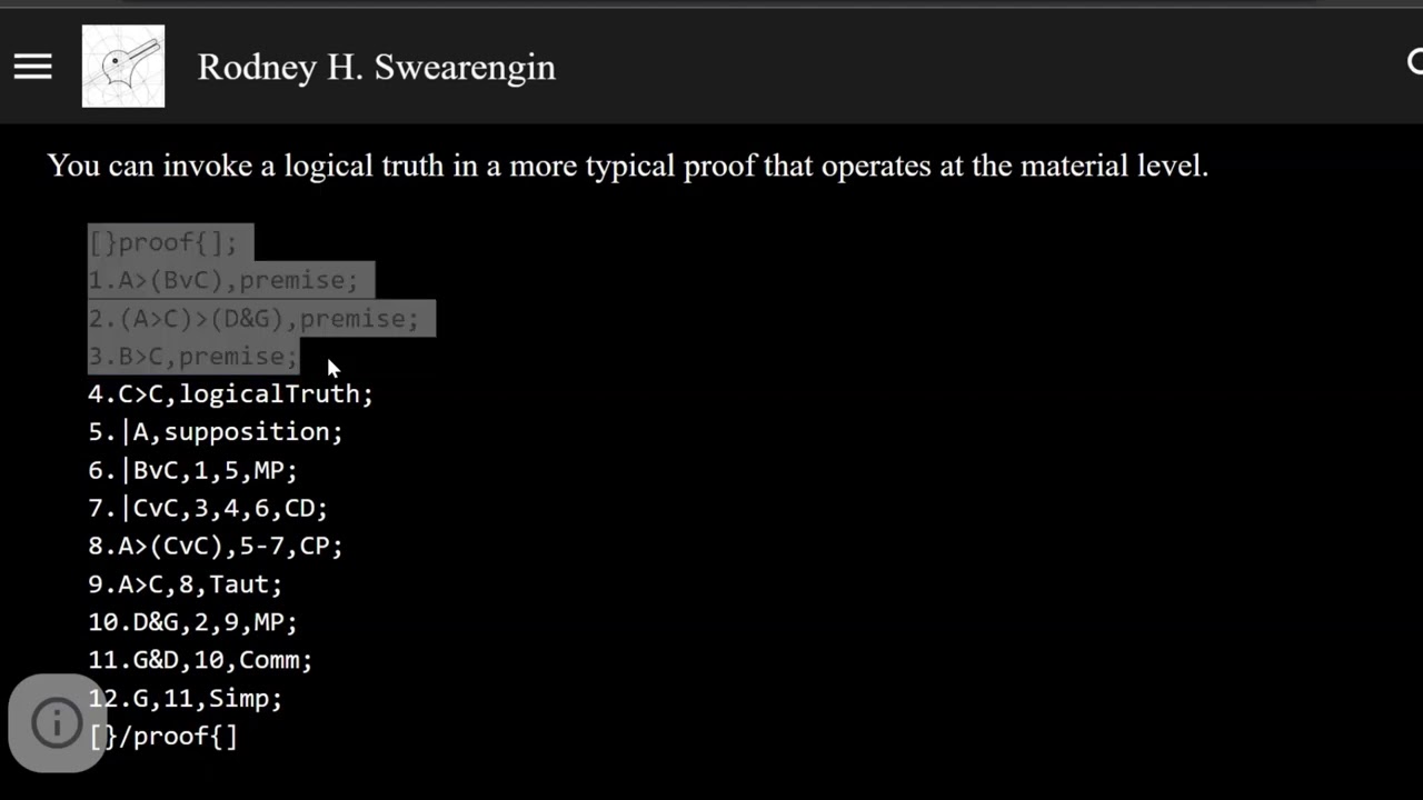 Logic 0&mdash;Example 31.2&mdash;Invoking a Logical Truth in a Proof Operating at the Material Level