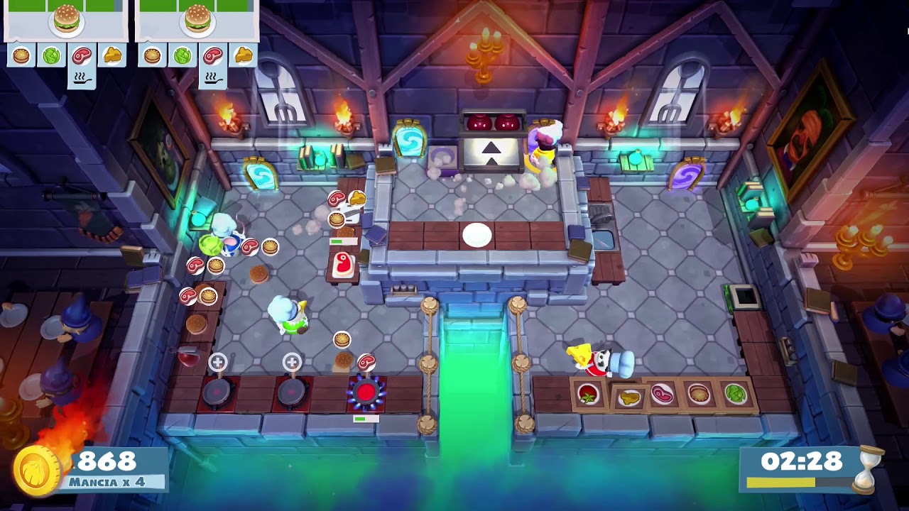 Overcooked 2. [World Record] Main Story 3-4 | 4 players coop 4 stars | Score: 2848