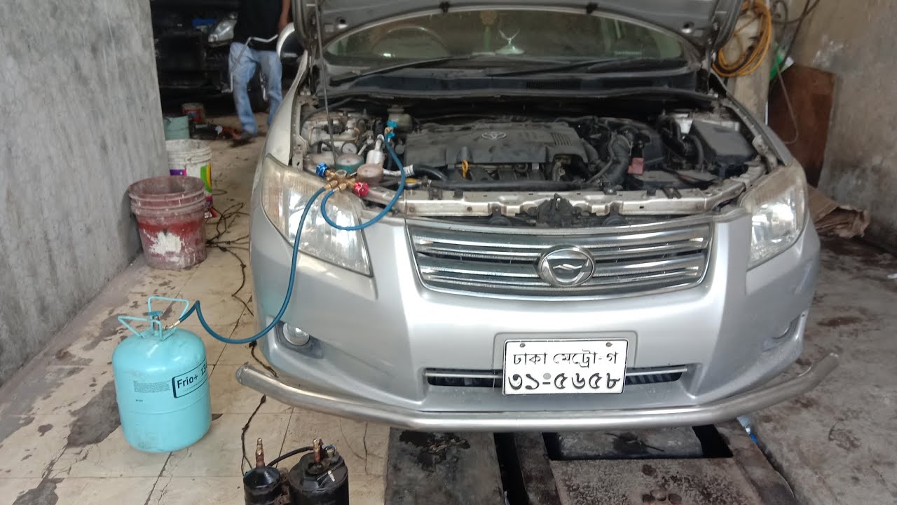 axio car ac gas refill#টয়োটা একজিও গাড়ির গ্যাস #কিভাবে গাড়ির এসির গ্যাস চার্জ করা হয়