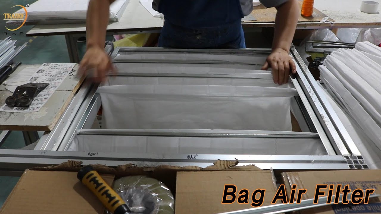 Medium Efficiency Bag Air Filter 8 Pockets With Aluminum Alloy Frame