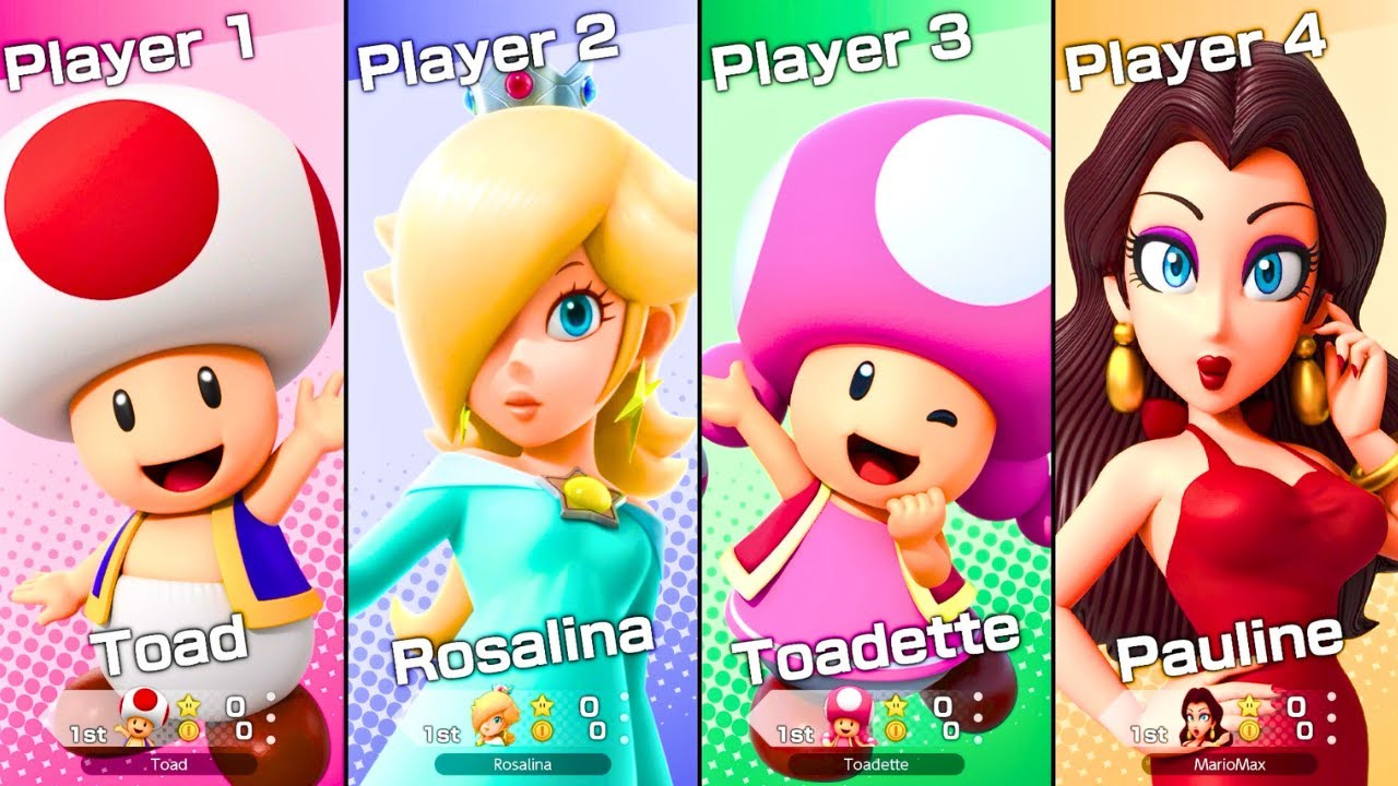 Super Mario Party Jamboree - Pauline vs Toadette vs Rosalina vs Toad (King Bowser's Keep)